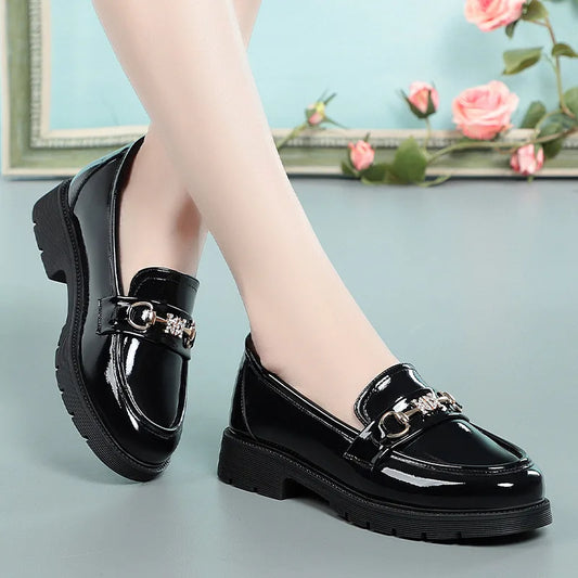 Adora Milano Women's Mary Jane Platform Shoes Round Head Spring New Metal Chain Casual
