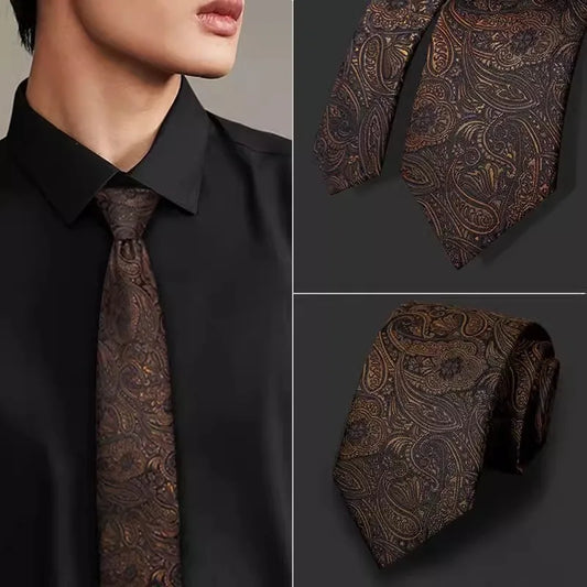 Adora Milano Cravatte da Uomo Righe Paisley Cravatta Marrone Colore Formale