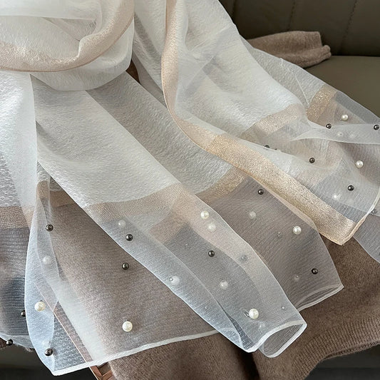 Adora Milano Women Fashion Scarf Plain Solid Silk Linen Shawls Scarves
