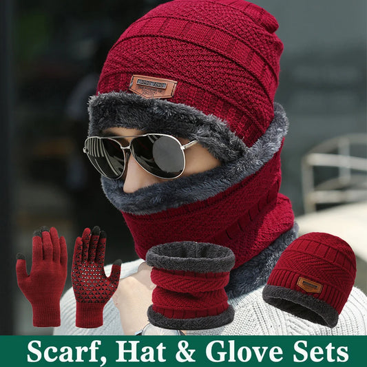 Adora Milano Winter Knit Beanie Hat Neck Warmer Scarf Men