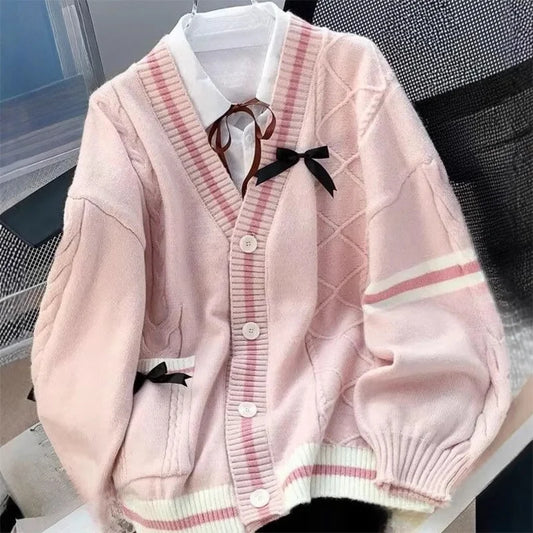 Adora Milano Woman Autumn Winter Classic Preppy Style Knitted Coats