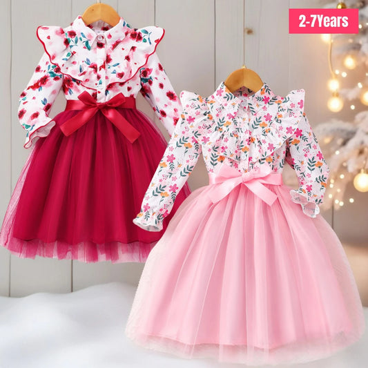 Adora Milano  Kids Girls Dress Long Sleeve Spring Gauze Belt Children Dress