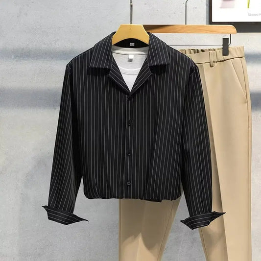 Adora Milano Men Striped Long Sleeve Shirt Spring Autumn  Versatile Coats Fashion Casual