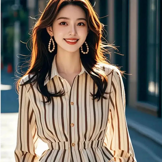 Adora Milano Women's Striped Shirt  Fashionable  Top