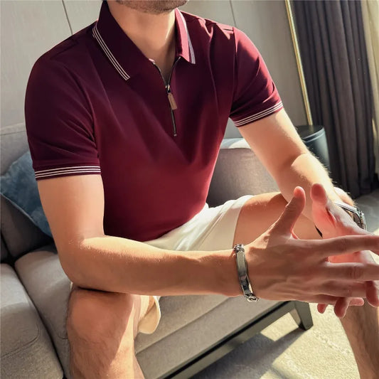 Adora Milano Men Polo Shirt Summer Solid Color Casual Sport