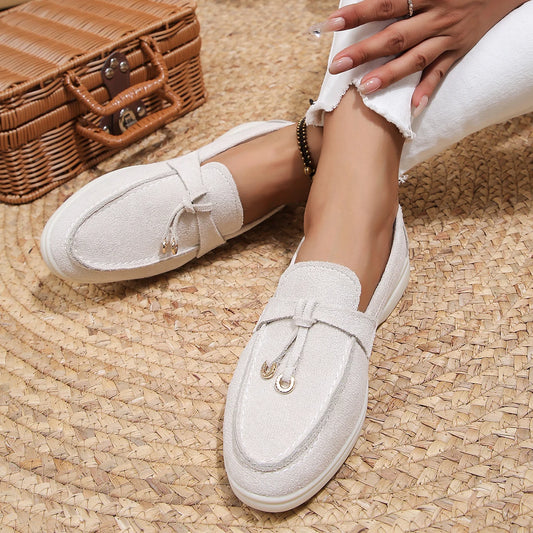 Adora Milano Shoes Women's Soft Leather Retro Lazy Thick Sole Flat Bottom Comfortable