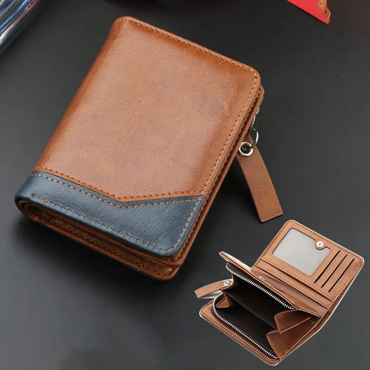Adora Milano Men's PU Leather Short Wallet With Zipper