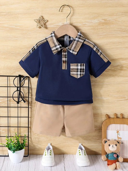 Adora Milano  Baby Boy Short Sleeve Top + Casual Shorts