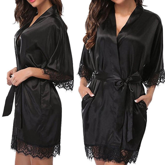 Adora Milano Women's Underwear Glossy Robe Pajamas Ice Silk