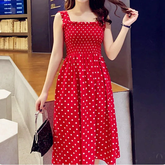 Adora Milano Summer Befree Beach Long Vintage Dots Casual  Sexy Women