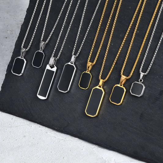 Adora Milano Casual Mens Geometric Square Necklaces,Black  Jewelry Gifts