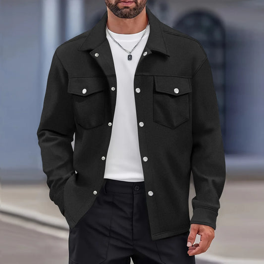 Adora Milano men's casual spring and autumn solid color single-breasted jacket pocket