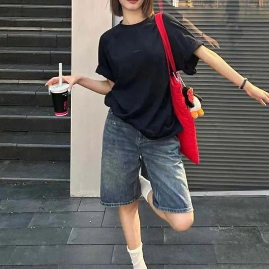 Adora Milano Women's Casual Wide Leg Denim Shorts Fashionable Female