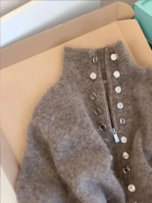 Adora Milano Knitted Cardigan Sweater Design Double Breasted Sweater Coat