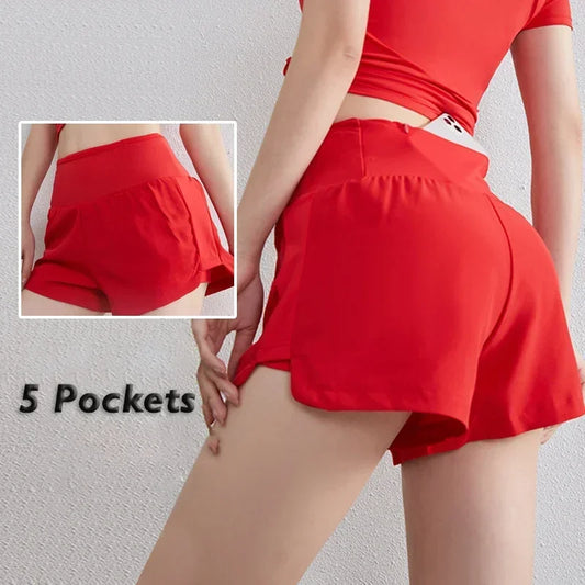 Adora Milano Multi-Pockets Women Running Shorts Fitness Yoga Training Short Pants