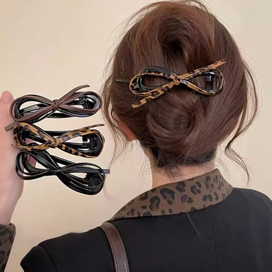 Adora Milano Hair Clip PU Bow Barrettes Large Size Hair Clips Plastic Hairpin  Headwear Women Hair Accessories
