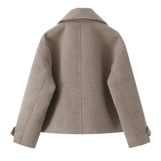 Adora Milano winter new women's fashion button decoration lapel long sleeved double breasted
