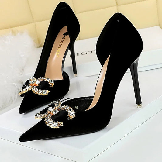 Adora Milano Luxury high heels stilettos Metal Rhinestone Women