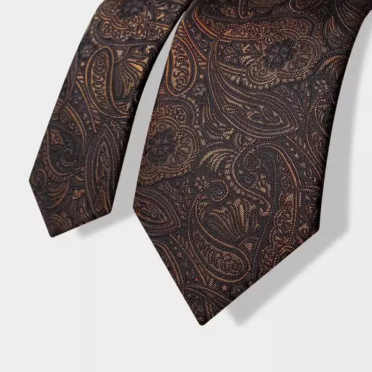 Adora Milano Cravatte da Uomo Righe Paisley Cravatta Marrone Colore Formale