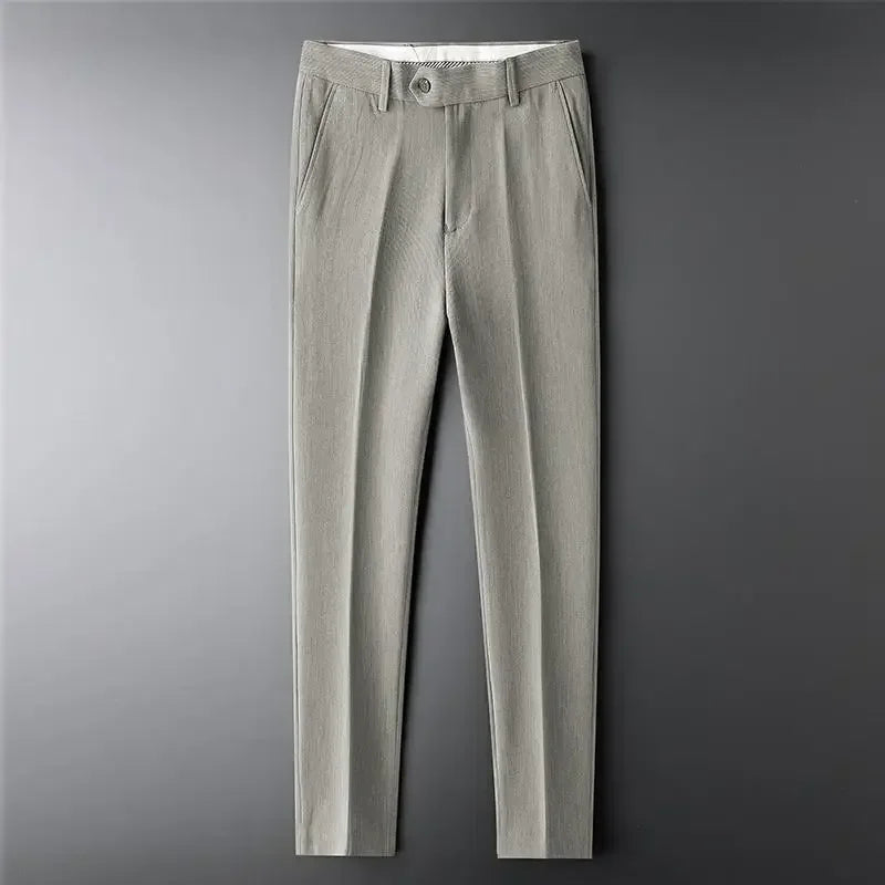 Slim Fit 9 Cropped Male Suit Trousers White Men's Summer Pants Tressed Luxury Luxury High Quality Up Stylish Formal 2024 Slacks