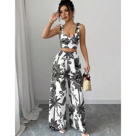 Adora Milano Tops Long Pants Female Summer Fashion Printed