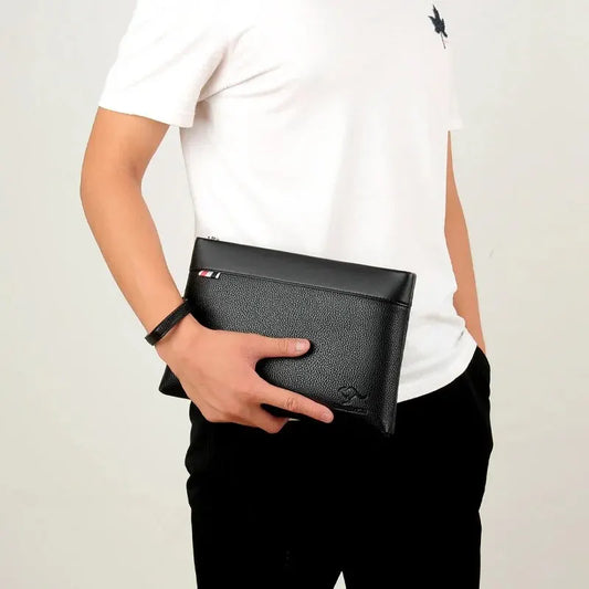 Adora Milano Large Capacity Leather Clutch Bag for Men,