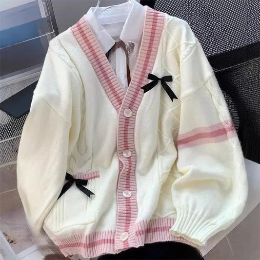 Adora Milano Woman Autumn Winter Classic Preppy Style Knitted Coats