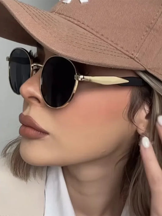 Adora Milano Vintage Round Metal Sunglasses Women New Fashion Retro Sun Glasses Female Trendy Eyewear
