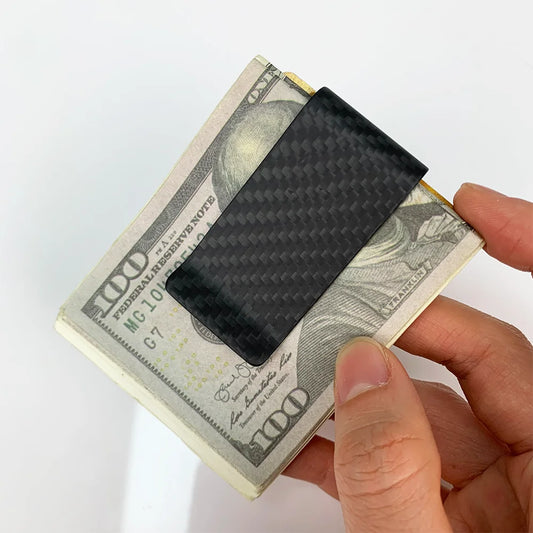 Adora Milano Matte Black Twill Real Carbon Fiber Card Bill Cash Clip Ticket Clip For Men