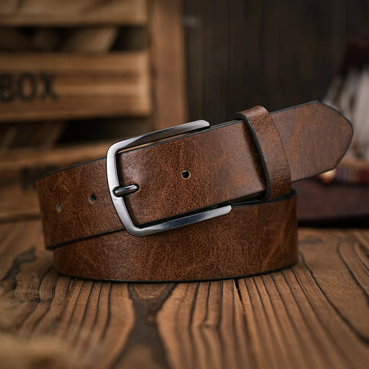 Adora Milano men's retro metal buckle casual style brown PU belt