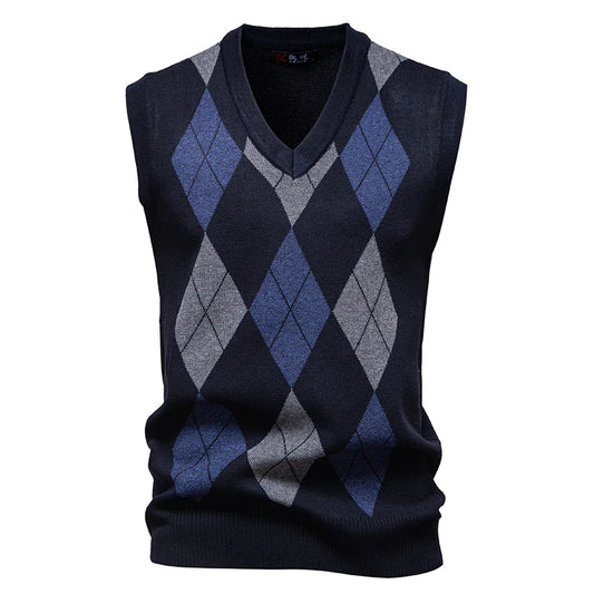 Adora Milano Men's Knit Vest Fashion Sweater Vest Argyle Pattern Waistcoat