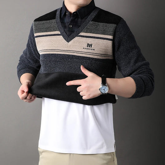 Adora Milano Winter New Fleece Sweater Men  Clothing Autumn Winter Crew Neck