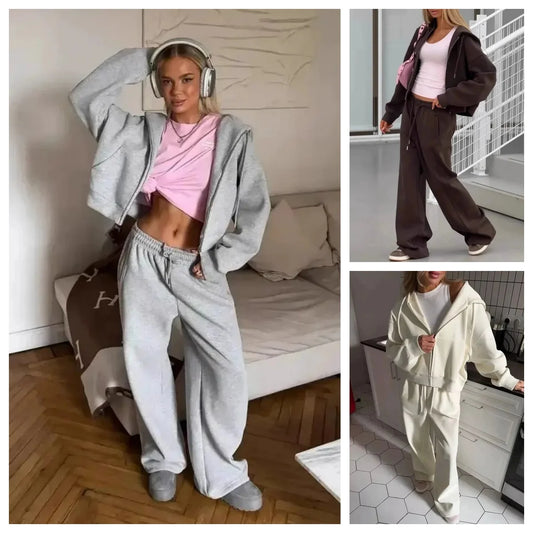 Adora Milano Women's Tracksuit with Zipper and Trousers Gary Casual