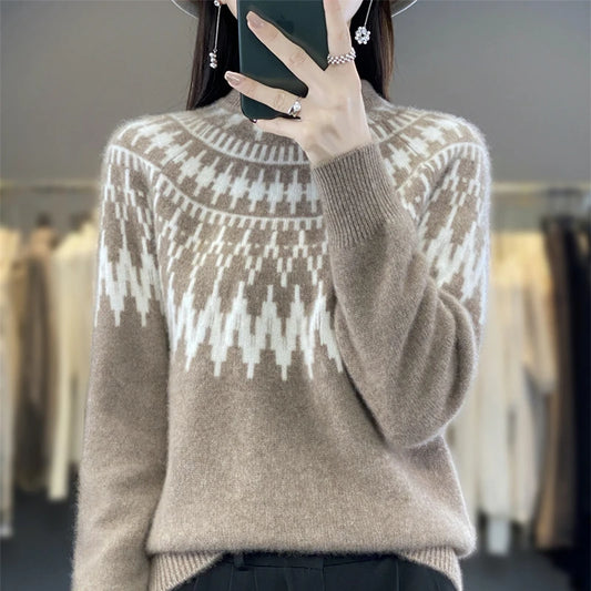 Adora Milano Women Sweater Half-high Collar Pullover Winter Bottoming Shirt