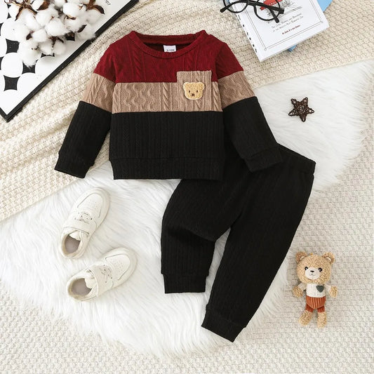 Adora Milano  Baby&Kids Boy Clothing Set Three Color Spliced Top+Pants