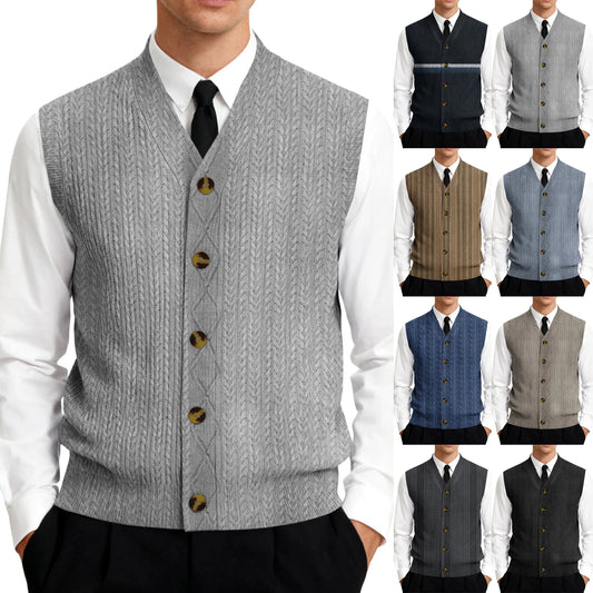 Adora Milano Men'S Sleeveless Knit Cardigan Sweater Warm Knitted Casual Button Coat Men'S Vest