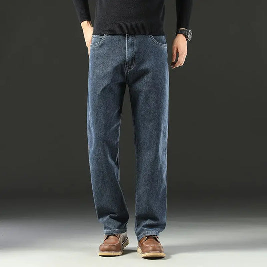 Adora Milano Men's Baggy Jeans Casual Straight Stretch  Denim Pants