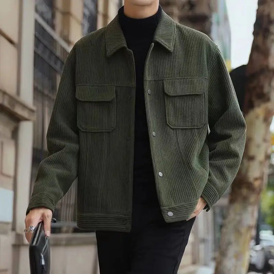 Adora Milano Winter Casual Retro Corduroy Workwear Collar Jacket Men's