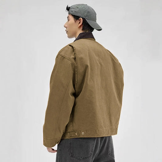 Adora Milano Men's Workwear Washed Jacket Spring Autumn Color Turn-down Collar Coat