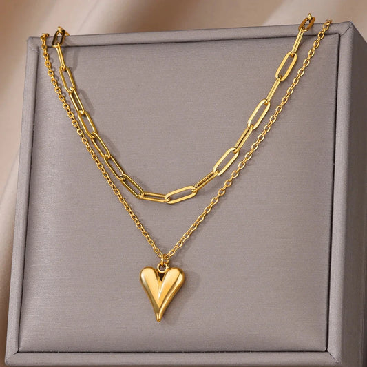 Adora Milano Stainless Steel Multilayer Heart Necklace For Women