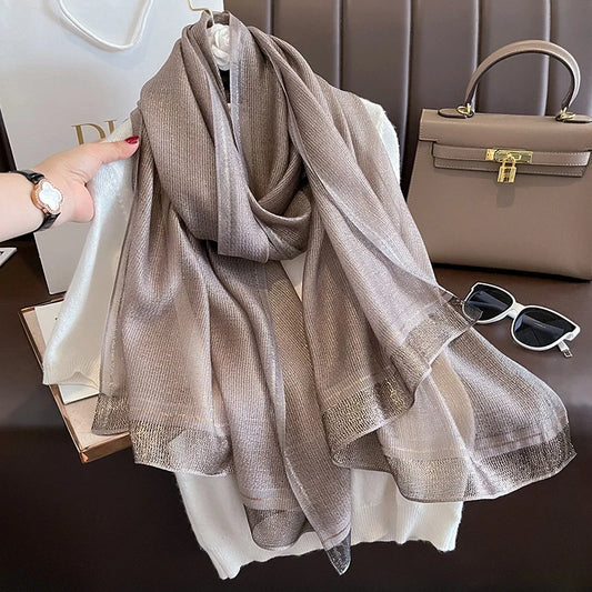Adora Milano Women Scarf Winter Warm Solid Silk Wool Shawls Lady Wraps Luxury