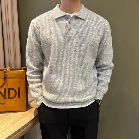 Adora Milano Mens Knit Sweater Autumn Winter Pullover  Heavyweight Knit Polo Sweaters