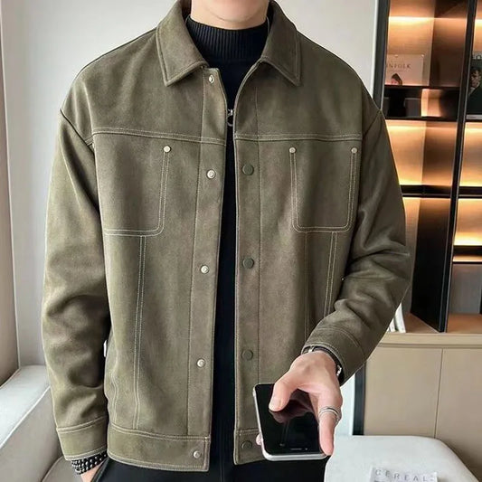 Adora Milano Fashion Advanced Sense Handsome Deerskin Fleece Casual Jacket Men's Coat