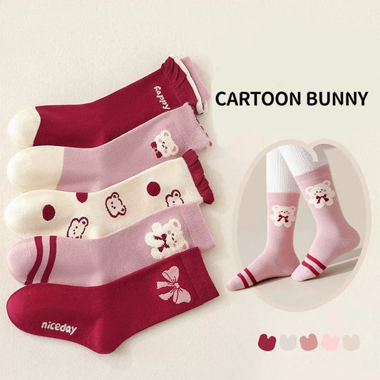 Adora Milano Children's Girls Bear Pattern Socks Set Comfortable Soft