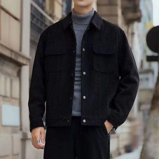 Adora Milano Winter Casual Retro Corduroy Workwear Collar Jacket Men's