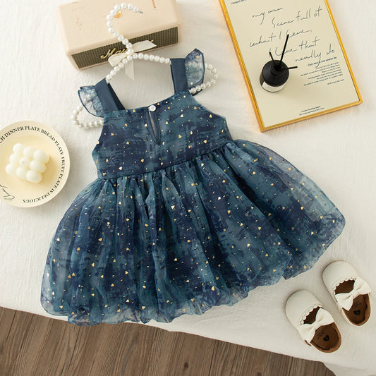 Adora Milano  Baby Girl Dress Bow Sequined Sleeves  Tulle Dress for Kids Girl