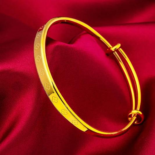 Adora Milano Gold Leaf Bangle Pure Gold, 3D leaf veins, shiny finish, elegant for daily wear