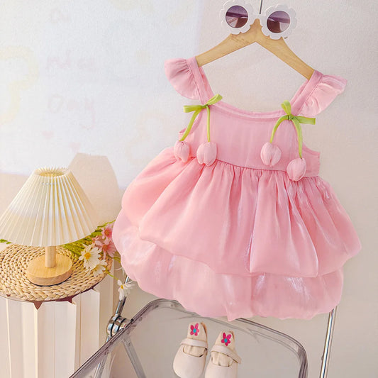 Adora Milano Baby Girl Dresses Summer Tulip Mesh Halter Girl Dresses