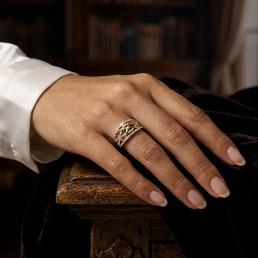 Adora Milano Ring for Women Brass Zircon Multi Strand