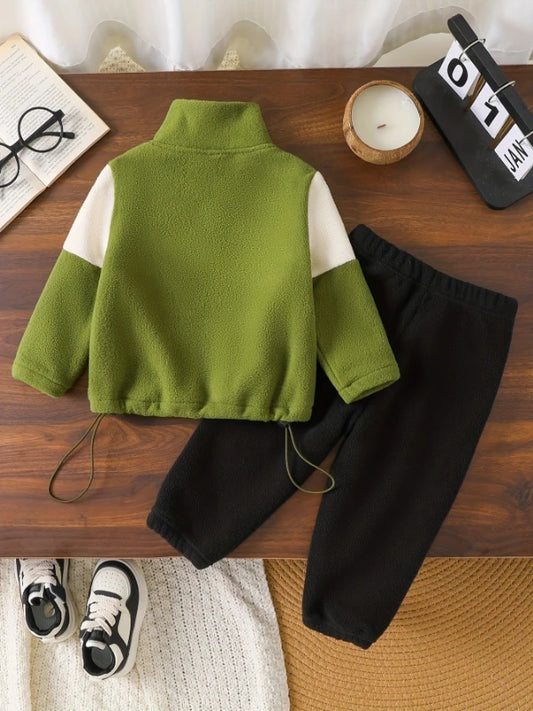 Adora Milano Set Half-Zip Stand Collar + "BORN TO BE BRAVE" Print Warm Autumn/Winter